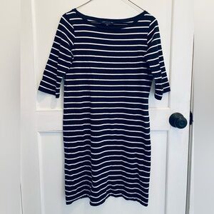 French Connection Navy Striped Shift Dress